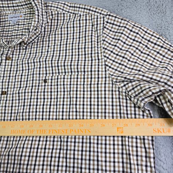 Carhartt Gingham Plaid Button Front Shirt Men's 4XL Brown Workwear Western Farm - Picture 5 of 7